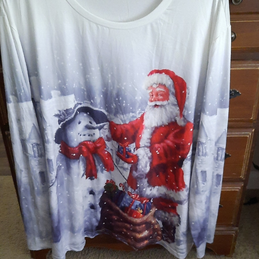 Festive Santa and Snowman Long Sleeve Shirt